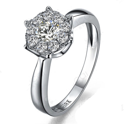 【璀璨之爱】白18k金0.21克拉钻石戒指
