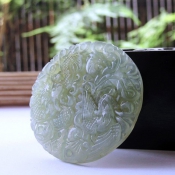 天然岫玉淡綠龍鳳情侶佩掛件
