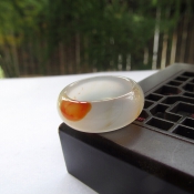 精美純天然朱砂紅瑪瑙玉戒指