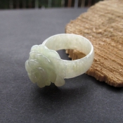 天然緬甸A貨翡翠玉冰糯花開富貴玉戒指