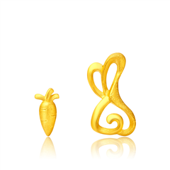 光沙兔生肖黃金足金耳環(huán)
