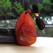 紅玉髓生肖兔守護神本命佛文殊菩薩掛件