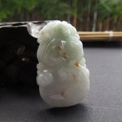 天然緬甸翡翠玉豆色點紅翡生肖猴掛件/玉石十二生肖玉猴吊墜/翡翠玉石生肖項墜/玉緣軒正品