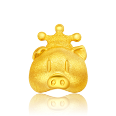 十二生肖豬黃金足金吊墜轉運珠