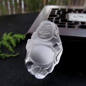 純天然白水晶喜樂逍遙佛掛件