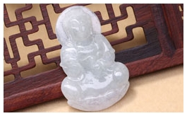 天然翡翠掛件-老坑冰糯種清雅淺綠均色雙面精雕慈悲辟邪觀音