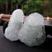 巴山翡翠玉觀音佛情侶對/翡翠玉石玉觀音玉佛項墜/玉石情侶飾品/玉緣軒正品