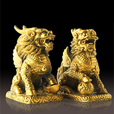 精品銅器招財納福對麒麟擺件★火麒麟家居風水擺設★招財鎮宅化煞旺人丁