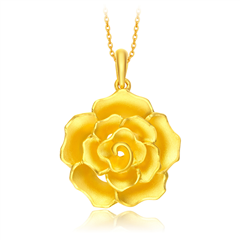 光沙花漾綻放黃金足金吊墜