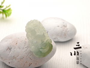 油青種天然A貨翡翠生肖鼠吊墜
