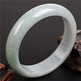 天然翡翠手鐲--老坑糯種清雅淺綠扁口圓鐲59
