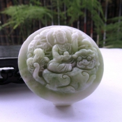 藍田玉文殊菩薩皮帶扣