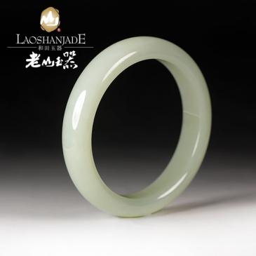和田玉青白玉手鐲扁圓環形琢制簡約