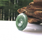 翡翠A貨油青滿綠色平安扣吊墜/油青緬甸玉項墜玉器飾品/開光正品a貨平安扣