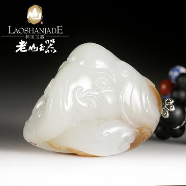 周雁明作品和田玉羊脂玉手把件太平有象有糖帶證書玉質細膩