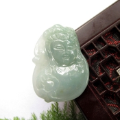 純天然緬甸a貨冰油翡翠玉觀音頭掛件