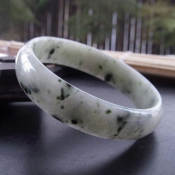 精美獨(dú)玉綠白料透水玉手鐲/南陽(yáng)玉獨(dú)山玉鐲子/綠白玉鐲/玉緣軒正品