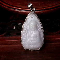 開光屬狗屬豬本命佛★阿彌陀佛玉器禮品★翡翠A貨豆種925銀鑲邊守護神