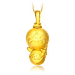 周大福福星寶寶智慧寶寶黃金足金吊墜