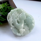 純天然緬甸a貨淡綠翡翠玉麒麟如意玉佩掛件