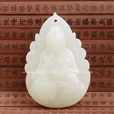 【精工藝】和田玉白玉大號文殊菩薩吊墜★屬兔本命佛守護(hù)神★生肖兔開運(yùn)吉祥物