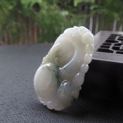 天然緬甸A貨飄藍花翡翠玉如意吊墜/翡翠玉石項墜/玉如意吉祥掛件/玉緣軒正品