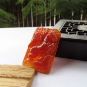 純天然巴西紅瑪瑙冰透招財馬玉佩生肖馬掛件