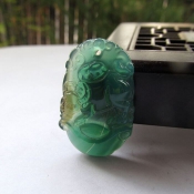 純天然巴西綠瑪瑙玉生肖牛吊墜