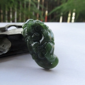 精美純天然新疆和田玉碧玉一夜來財貔貅掛件