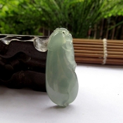 天然緬甸A貨翡翠起熒光富貴如意吊墜