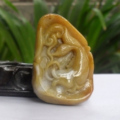 精品翡翠A貨黃翡色富貴如意掛件