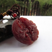 精美天然紅玉髓龍鳳呈祥玉佩/玉石龍鳳掛件/龍鳳佩情侶飾品/玉緣軒正品