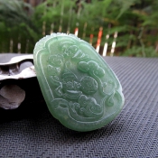 精美天然碧綠東陵玉蝙蝠如意玉佩掛件