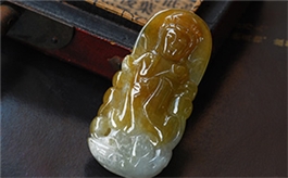 天然翡翠掛件--老坑冰糯種黃翡細(xì)膩凝潤雙面精雕觀音