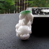 緬甸老坑A貨翡翠玉飄綠玉如意貔貅吊墜
