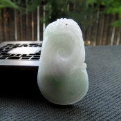 純天然緬甸a貨翡翠玉冰瑩飄綠吉祥如意掛件/翡翠a貨掛件/翡翠如意掛件/玉緣軒正品