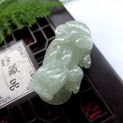 辟邪開運天然緬甸A貨冰潤翡翠玉貔貅掛件