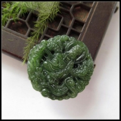 純天然新疆和田玉碧玉龍觀音掛件