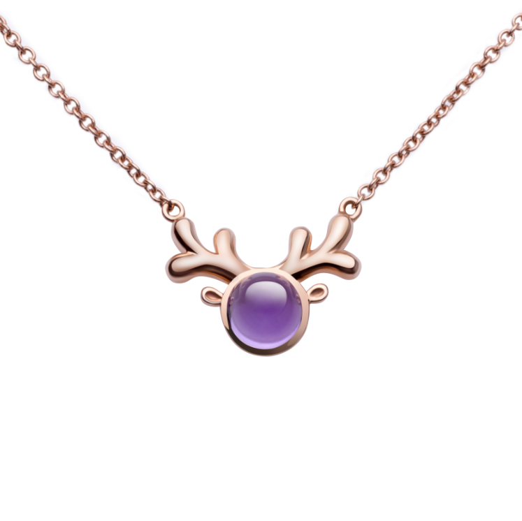 紫水晶圆鹿项链