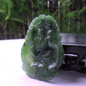 精美和田碧玉祥云如意觀音玉佩/和田碧玉觀音牌子掛件/玉觀音菩薩項(xiàng)墜/玉緣軒正品
