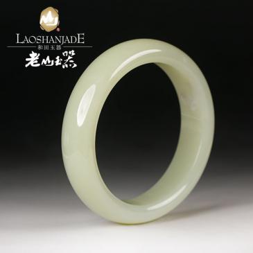 和田玉青白玉手鐲扁圓環形雍容華貴