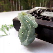 純天然緬甸a貨淺油青翡翠玉貔貅吊墜
