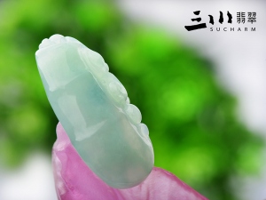 特價糯種豆綠天然A貨翡翠竹節吊墜