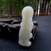 天然新疆和田玉站像凈瓶觀音掛件/和田玉觀世音菩薩項墜/玉觀音玉佩/站像玉觀音掛件/護身辟邪保平安/玉緣軒正品