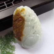 純天然緬甸a貨翡色翡翠蝴蝶壽桃吉祥掛件