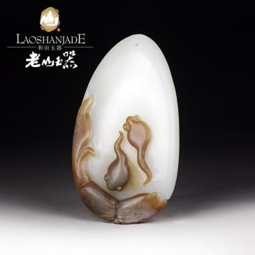 陶連東作品和田玉掛件力爭上游有糖大師作品