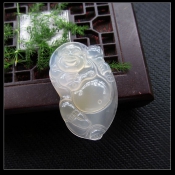 正品純天然冰種玉髓逍遙喜樂佛掛件吊墜/玉緣軒正品