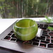 純天然巴西草綠色瑪瑙玉指環