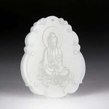 新疆天然和田玉白玉牌觀音重量不同專柜正品附帶證書