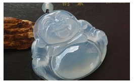 天然翡翠掛件--老坑冰玻種淺綠均色極細膩均勻水潤清瑩飽滿圓潤精雕大肚彌勒佛